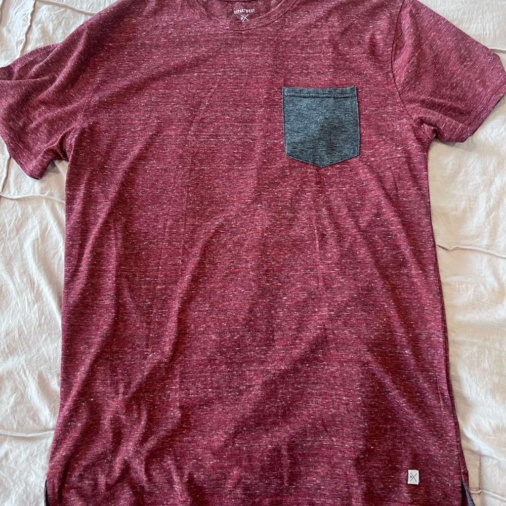 Men's Maroon Heather T-Shirt with Charcoal Pocket